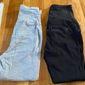 Maternity leggins and jeans.